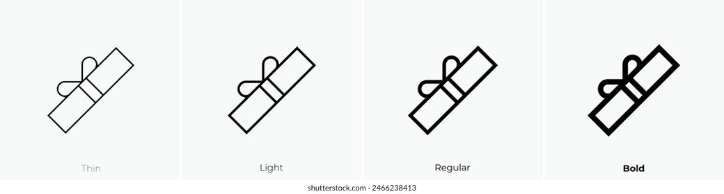 diploma icon. Thin, Light Regular And Bold style design isolated on white background