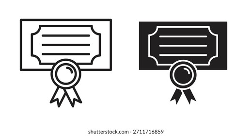 Icono del diploma en estilo lineal y plano delgado. conjunto de signos y símbolos