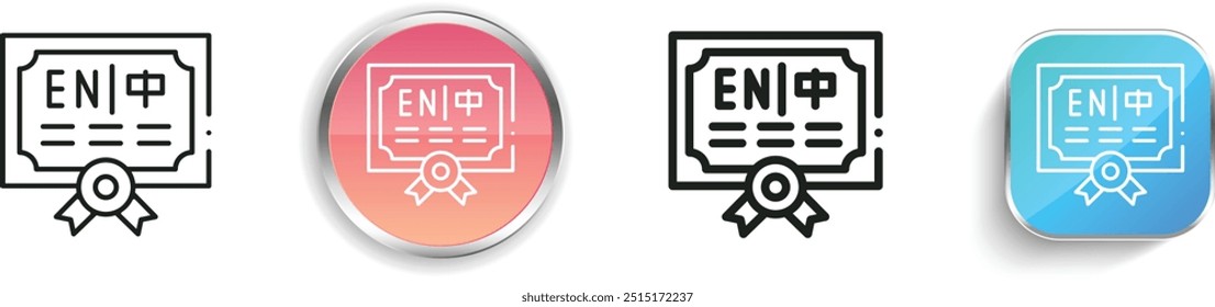 diploma icon. Thin Linear, Regular and Button Style Design Isolated On White Background