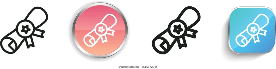diploma icon. Thin Linear, Regular and Button Style Design Isolated On White Background