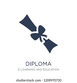 Diploma icon. Trendy flat vector Diploma icon on white background from E-learning and education collection, vector illustration can be use for web and mobile, eps10