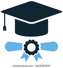 Diploma icon vector for certificate, graduation document, and academic reward. Ideal for school success illustration, student award visuals, and official learning proof designs.
