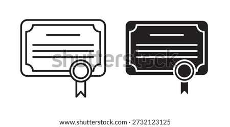 Diploma icon. Vector illustration, flat and stroke