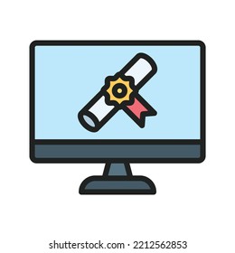 Imagen vectorial de icono de Diploma. También se puede usar para Fitness físico. Adecuado para aplicaciones móviles, aplicaciones web y medios impresos.