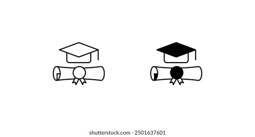 Icono de diploma con fondo blanco Vector Ilustración de stock