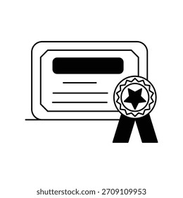 Diploma icon with white background vector stock illustration