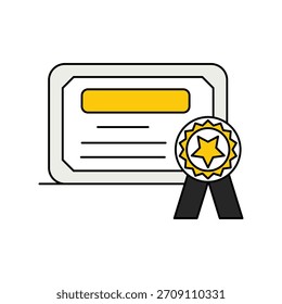 Icono de diploma con fondo blanco Ilustración de stock de Vector