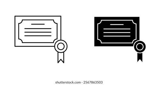 Diploma icons collection in Filled flat and thin line style.