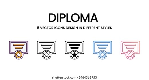 Diploma Icons different style vector stock illustration