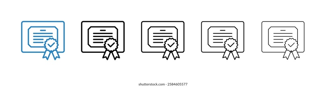 Diploma icons in five different stroke sizes
