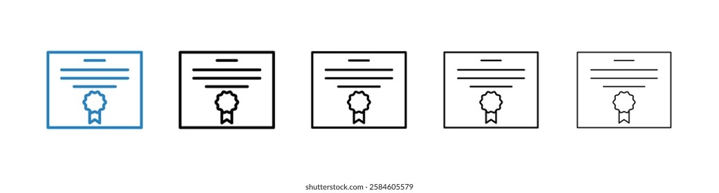 Diploma icons in five different stroke sizes