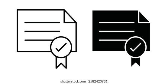 Diploma icons pack vectors in black flat and strokes