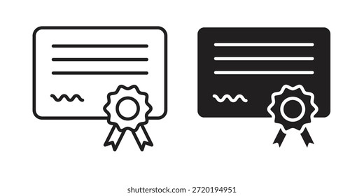 Iconos del diploma. Píxel perfecto. Icono de contorno de Vector. Concepto de logotipo plano.