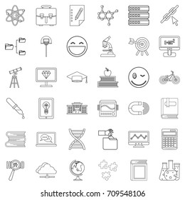 Diploma icons set. Outline style of 36 diploma vector icons for web isolated on white background