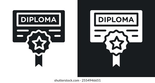 Diploma icons in solid black and white colors