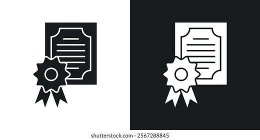 Diploma icons in solid black and white colors