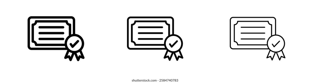 Diploma icons in three different stroke lines
