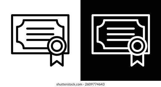 Diploma icons vector set in stroke line style