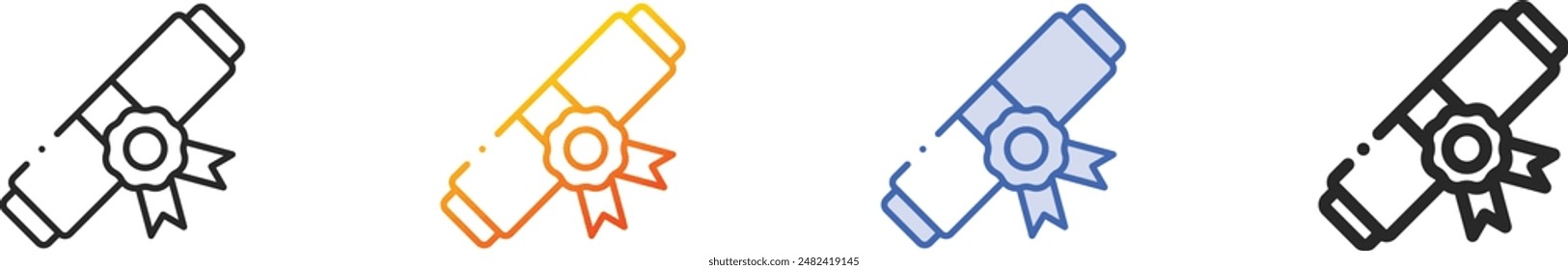 diploma icon.Thin Linear, Gradient, Blue Stroke and bold Style Design Isolated On White Background
