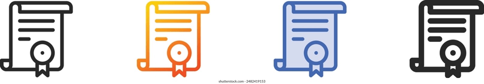 diploma icon.Thin Linear, Gradient, Blue Stroke and bold Style Design Isolated On White Background