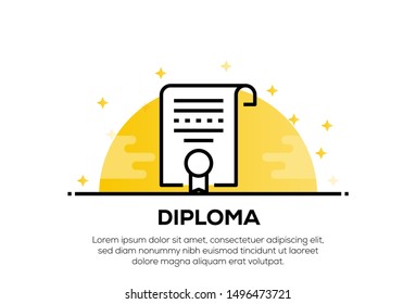 DIPLOMA AND ILLUSTRATION ICON CONCEPT