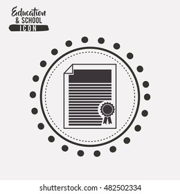 Diploma inside circle icon. School education learning and study theme. Black and white design. Vector illustration