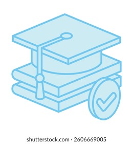 Diploma isometric 3D blue color icon, mini illustration. use for modern concept, print, UI, UX kit, web and app development. Vector EPS 10, related to learning and education, science