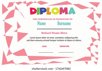 diploma de guardería. vector. eps10.
