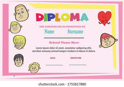diploma for kindergarten. vector illustration. eps10