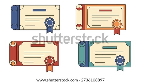 Diploma Line art color vector minimal style