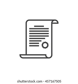 Diploma line icon, certificate outline vector logo, linear pictogram isolated on white, pixel perfect illustration