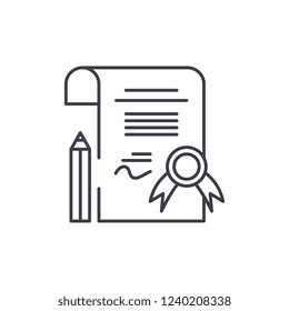 Diploma line icon concept. Diploma vector linear illustration, symbol, sign