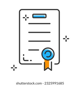 Diploma line icon. School education sign. Vector illustration