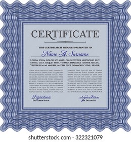 Diploma. Con fondo lineal. Diploma de terminación.Diseño elegante. 