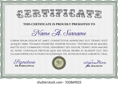 Diploma. With linear background. Detailed.Retro design. 