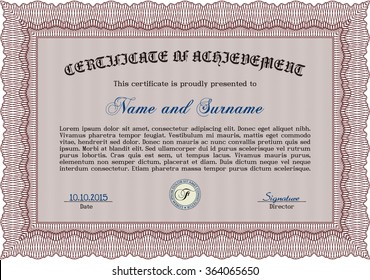 Diploma. Con fondo lineal. Diseño elegante. Patrón vectorial que se utiliza en dinero y certificado.