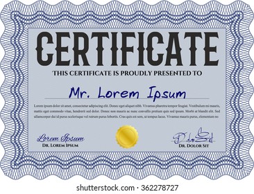 Diploma. With linear background. Vector pattern that is used in money and certificate.Excellent design. 