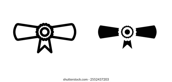 Diploma liner icon vector set.