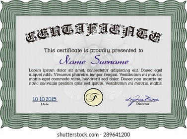 Diploma. Lovely design. Detailed.Complex background. 