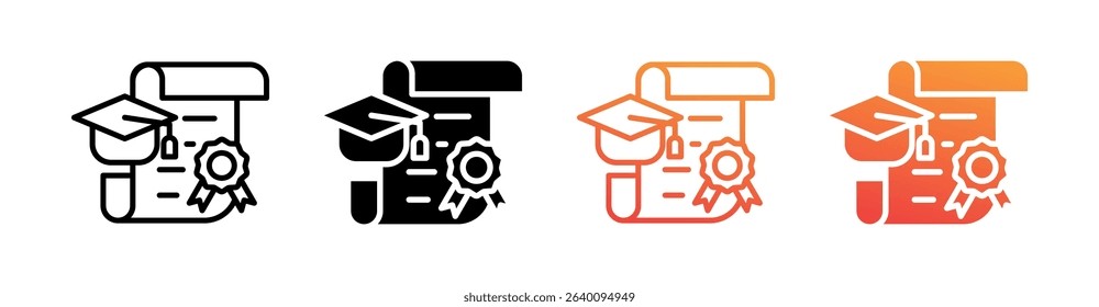 Diploma Multi Style Icon Set Vector