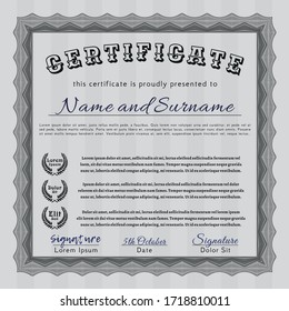 Diploma.  Nice design.  With complex linear background.  Customizable, Easy to edit and change colors.  Grey color.