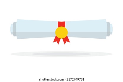 Diploma de fondo blanco. Ilustración vectorial. Concepto de educación y universidad.Diseño para la ceremonia de graduación.Certificado de diploma. Felicitaciones a los graduados de diseño. 