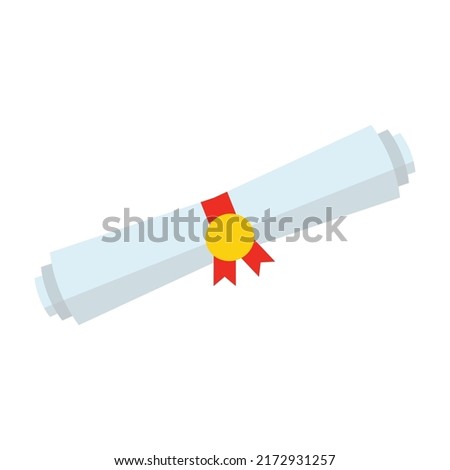 Diploma on white background. Vector illustration. Education and university concept.Design for graduation ceremony.Diploma degree certificate. Congratulations graduates design. 