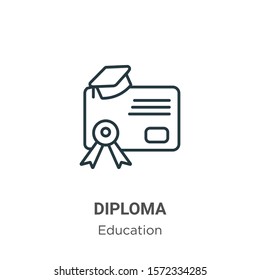 Diploma outline vector icon. Thin line black diploma icon, flat vector simple element illustration from editable education concept isolated on white background