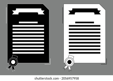 Diploma paper certificate icon black white outline