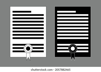 Diploma paper certification icon black white outline
