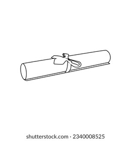 diploma paper roll line art for literacy day international celebration education background..
