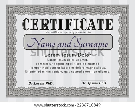 Diploma.  Perfect design.  Complex background.    Grey color.