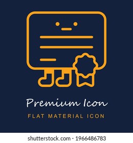 Diploma premium material ui ux isolated vector icon in navy blue and orange colors