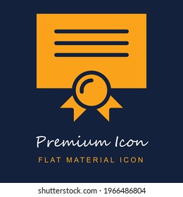 Diploma premium material ui ux isolated vector icon in navy blue and orange colors